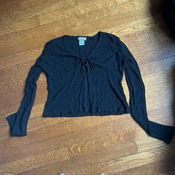 Black 90’s tie front top - Picture 1 of 3